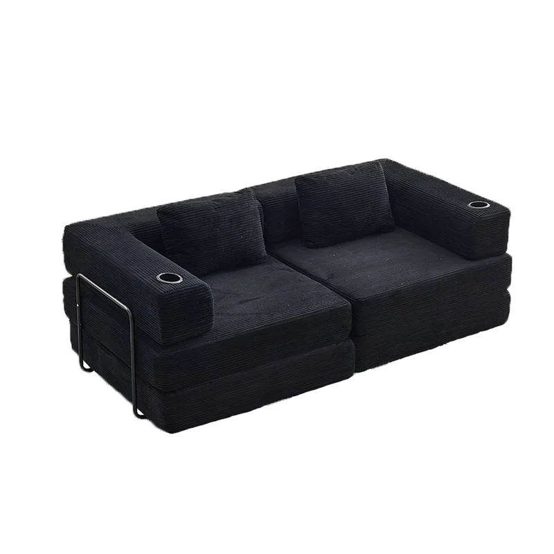 AliExpress - 2-Sitzer Schlafsofa, Schwarzes Konvertierbares Cord-Bodensofa Ohne Montagebedarf, Modulares Schlafsofa Weiches Loveseat-Sofa für 