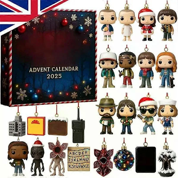 Nedtælling Stranger Things Julekalender 2025 24 dage med festlig 2D Blind Box