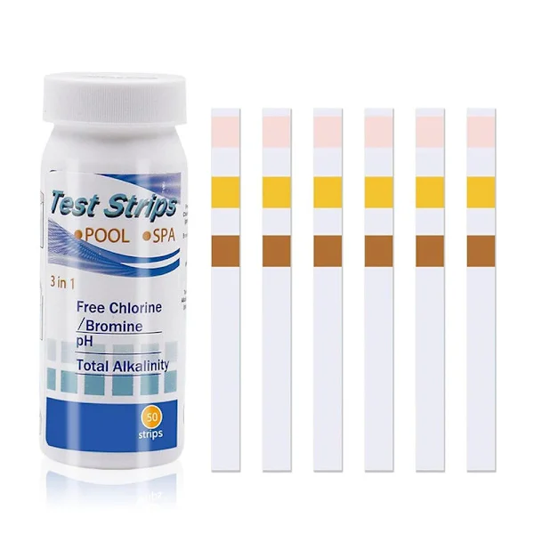50-pack 3-in-1 Pool Test Strips and Spa Test Strips - pH, Water Tester, Alkalinity, Free Chlorine