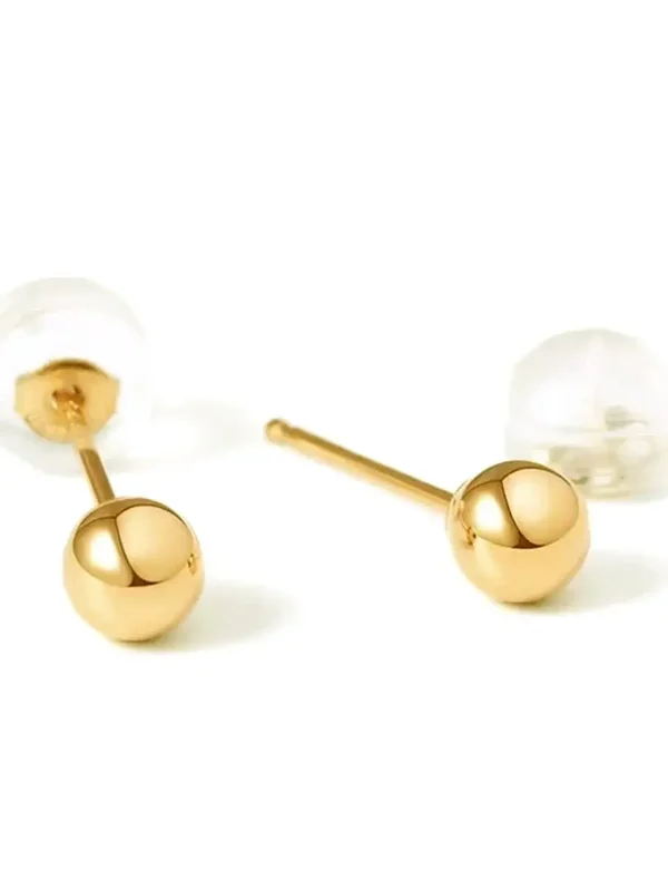 AliExpress - Pure Real 18K Au750 Gold Perlen Ohrstecker Hochwertige Glanz Glatte Kugel Ohrringe Größe 3mm bis 6mmfür Damen Herren Mädchen