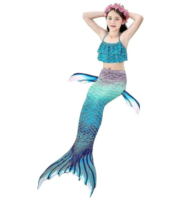 Kids Girls Mermaid Tail Bikini Set Swimwear Swimsuit Swimming Costum