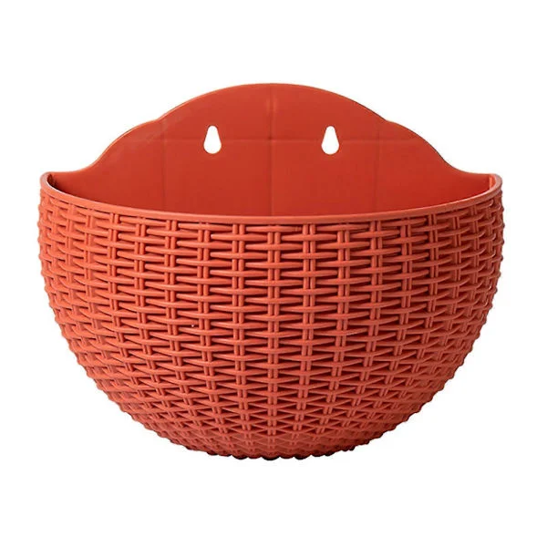 Wall Mounted Flower Pots Flower Pot Gift Balcony Semicircular Indoor Outdoor Home Decor Hanging European Style Vase Brick red[ZHE]