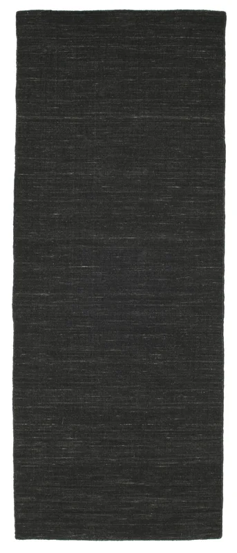 Villamatto Yksivärinen Handloom Flat Musta Käytävämatto Pieni Matto