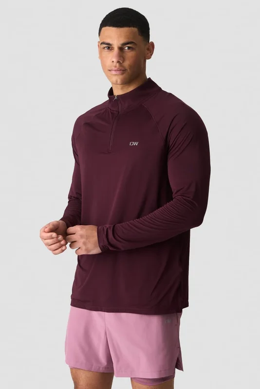 ICANIWILL - Mirage 1/4 Zip Long Sleeve Maroon Red - Träningströja - Herr - Träningskläder från ICIW