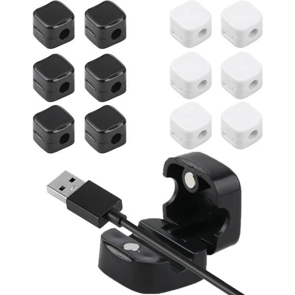 12 stk. Magnetiske Kabelclips, Magnetiske Kabelholdere, Magnetiske Kabelorganiser til Skrivebord, Selvklæbende Kabelclips til Skrivebord