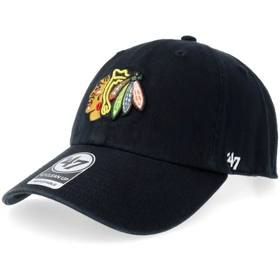 47 Brand - NHL Svart adjustable Caps - Chicago Blackhawks Clean Up Black Adjustable @ Hatstore