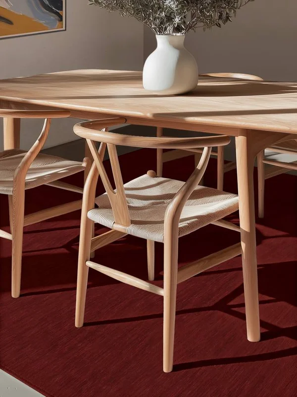 Eén Kleur Klein Handloom Flat Vloerkleed - Donkerrood 140X200 Wol, In Moderne Stijl