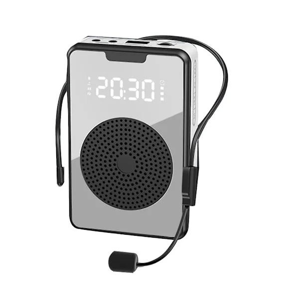 Trådlös Röstförstärkare Bluetooth Mikrofon Högtalare med Mikrofon Headset, för Guide - Svart - Perfet