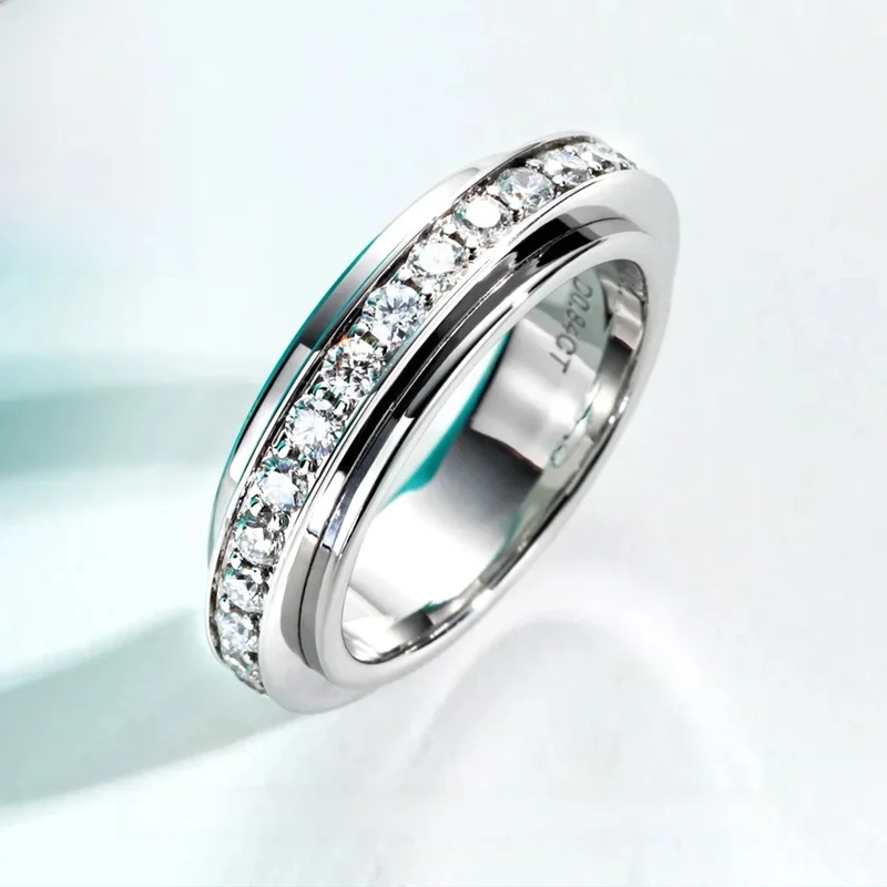AliExpress - AnuJewel-Bague d'éternité Moissanite Spinner, Plaqué Or 14k, Fidget Spinners, Bague de mariage, Unzip Jewelry, Cadeaux, Vente en gros