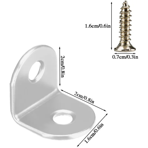 20-pack svarta vinkelbeslag, L-vinkelbeslag, litet rektangulärt metallbeslag, 90 graders vinkelbeslag med skruvar för trä, hyllor, möbler