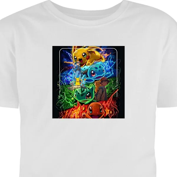 Barn-T-shirt | Bekväm T-shirt för Barn Vit 12-13 År Actionfyllt motiv med populära monsterfigurer och färgstark animekänsla