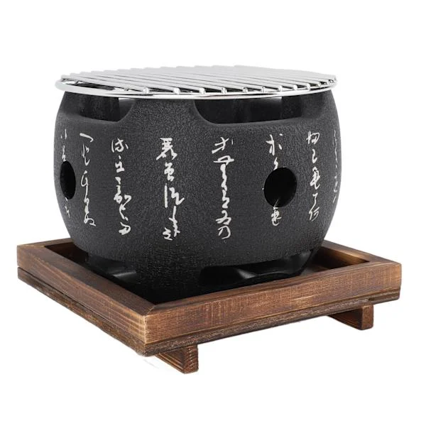 Mini portabel grill i japansk stil, rund kolgrill, grillverktyg för hushåll