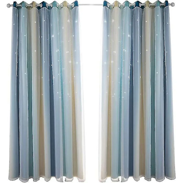 Blackout Curtain for Bedroom, Soundproof Curtain, Thermal, Blackout Curtains with Pattern (53"w X 63"h (134 X 160cm), Blue)