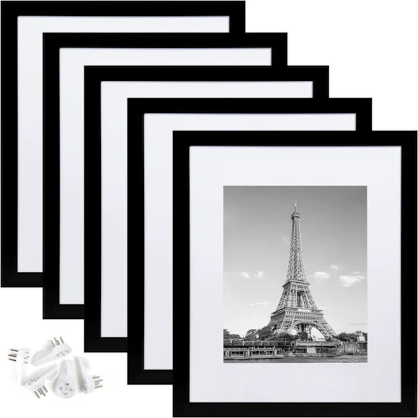 PVC Fotoramme 28x36 cm med Passepartout - 5-pak, Sort, til Væg- og Bordvisning