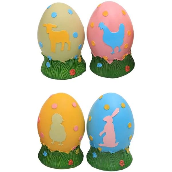 4-pakning Påskeegg Resin Figur Dekor Påskeegg Borddekorasjon, Påskeegg Vårfest Dekorasjoner Bord Påskeegg Midtpunkt