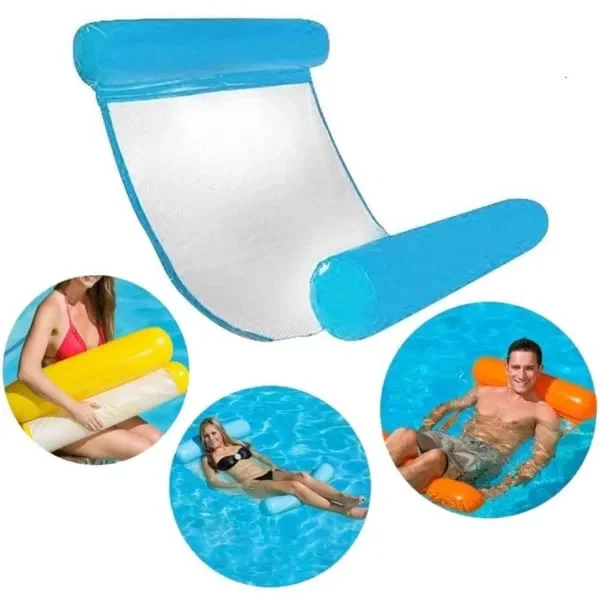 (Pow Yeah!) Uppblåsbar Badmadrass, Vattenhängmatta 4-i-1 Lounger Pool