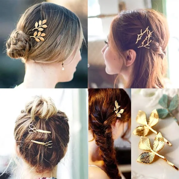 Fashion Bridal Hairpins Hair Styling Tools Leaf Shape Women Hair Clip Hair 5 Pcs