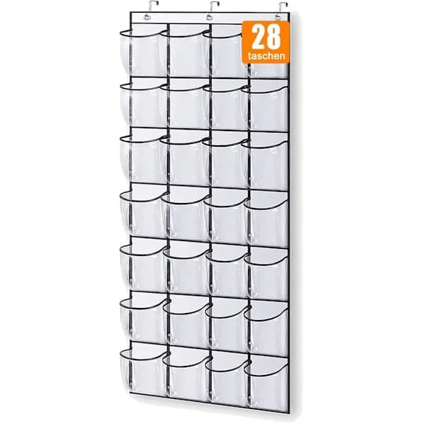 28 Large Pockets Over Door Shoe Storage Organizer Wardrobe Shoe Rack Mesh Hanging Storage Shoe Hanger Holder Organizer Clear