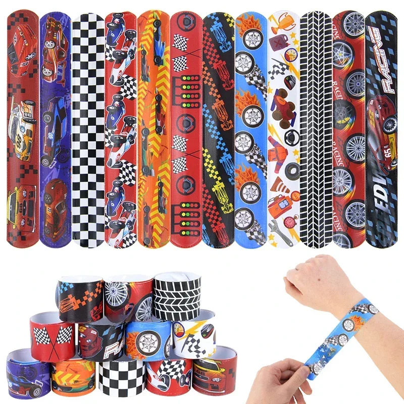 AliExpress - Bracelets à Claquettes de Voiture de Course à Carreaux pour Décoration de ixd'Anniversaire, Cadeau pour les Invités, Happy Kids Boys 