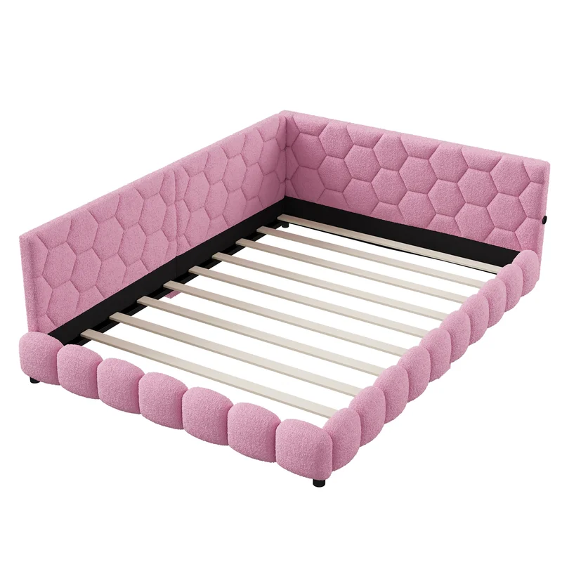 AliExpress - Polsterbett 140x200cm mit LED, Schlafsofa mit USB Ladebuchse, Jugendbett mit Samt und MDF, Bettgestell mit Lattenrost, Bequemes Bettsofa 