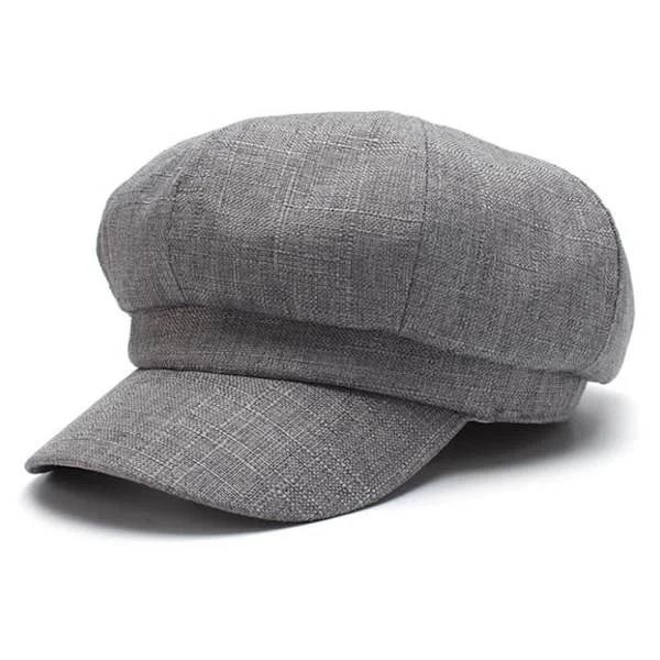 Linen Cotton French Style Cap for Women and Men, Beret Hat for Ladies, Spring and Summer Hat, Trendy Octagonal Sun Hat
