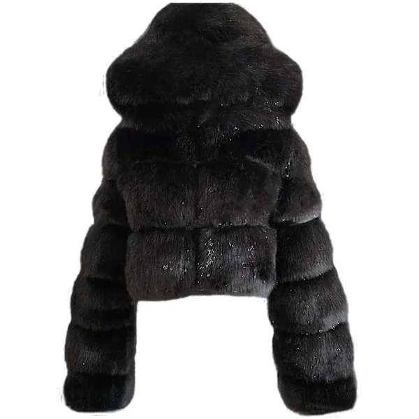 Tekoturkis Takki Naiset Hupulla Lyhyt Bubble Takki Fleece Lämmin Takki Naisten Takki