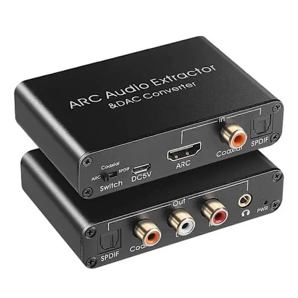 Audio Extractor 192KHz DAC-omvandlare ARC Audio Extractor Stöd Digital HDMI-kompatibel Audio till En svart
