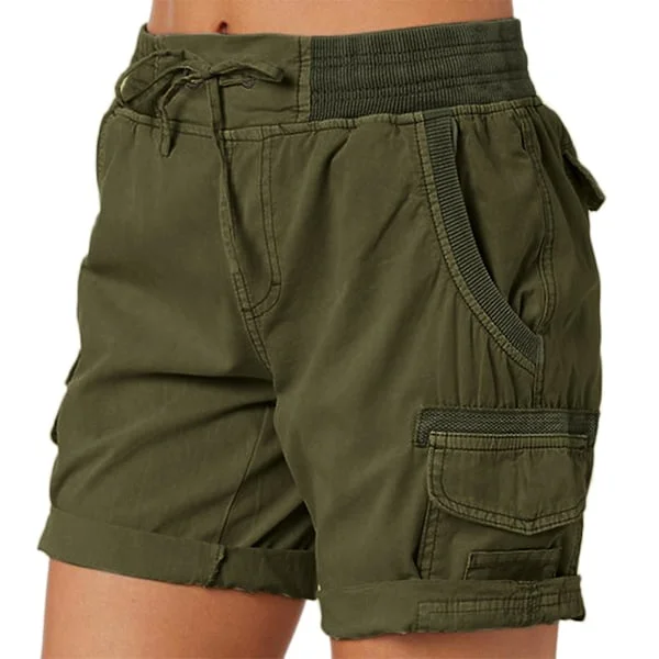 Cargo Shorts Dame Sommer Løse Vandring Bermuda Shorts Med Lomme Dame Shorts Casual Mid-lår Army Green