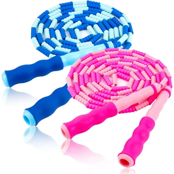 Sjippetov til børn – Justerbart sjippetov til alderen 4-12 år – Filtfrit sjippetov (alderen 8-12 år) – Segmenteret sjippetov med bløde perler, også 