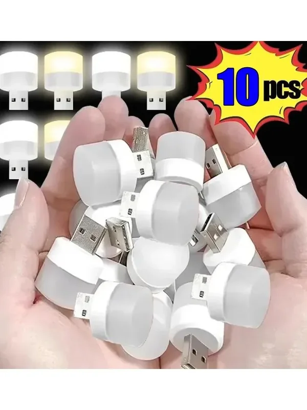 AliExpress - 10/1 STKS USB Nachtlampje Mini LED Nachtlampje USB Plug Lamp Power Bank Opladen USB Boek Lichten Ronde Lezen Oogbescherming Lamp