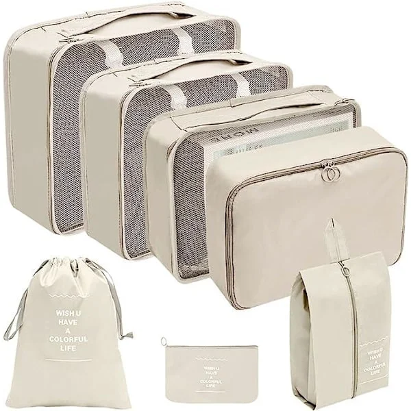 Luggage Organizer - 7 Pieces - Travel Bags_OF Beige Beige