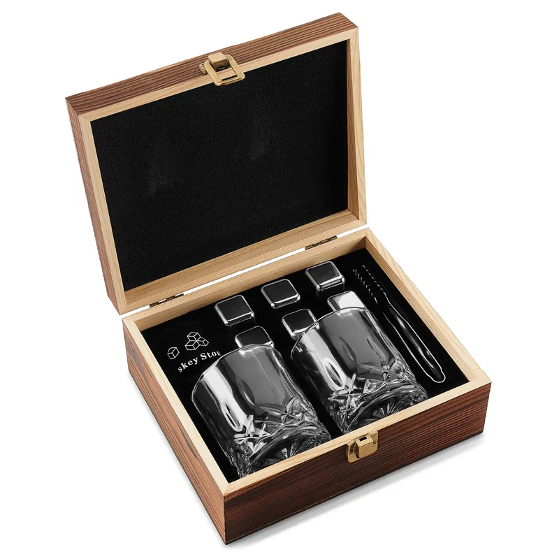 Whiskey Set | Glasses, Tongs, and Stainless Steel Stones for Men - Gifts for foodies