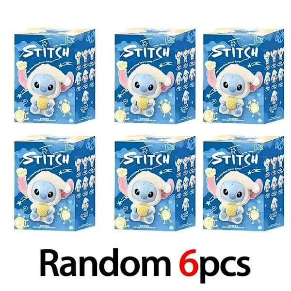 6-pack Kawaii Stitch Mystery Bag Vinyl Nyckelring, Söt Blind Bag Snack-Time Edition Överraskningsleksak Samlarobjekt Gåva