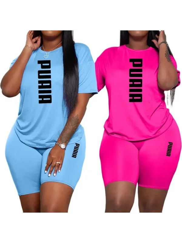 AliExpress - 2026 Sommer Neuheit Damen Shorts 2-teiliges Set Tägliche Freizeitkleidung Sport Kurzarm Trainingsanzug Modisch Bedrucktes T-Shirt Outfit