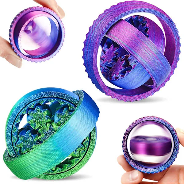 Fidget Spinnere for Barn og Voksne 2-pakning, 3D-printede Fidget Spinnere Leker ADHD Autisme Sensoriske Stressreduserende Leker, Hånd Fidget Spinner 