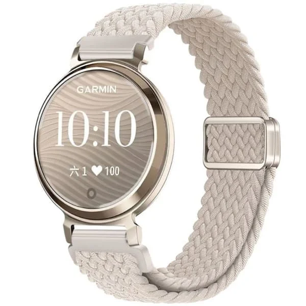 Giopuey - Garmin Lily 2 - Armband Kompatibel med , Mjuk Nylonflätad Rem [Unisex] - Beige