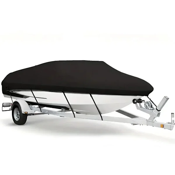 Bådpresenning, Bådpresenning Cover, Elastisk Bådpresenning, 210D Oxford-klud, Yacht UV-beskyttelse, Vandtæt Bærbar Bådpresenning, 640x400CM, Sort