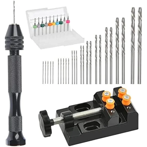 37 stk Mini Håndbor Sett Presisjons Pin Skrustikke Med Borepress Skrustikke 0.3-1.2mm PCB Bor