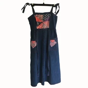 vintage denim klänning 1970-tal