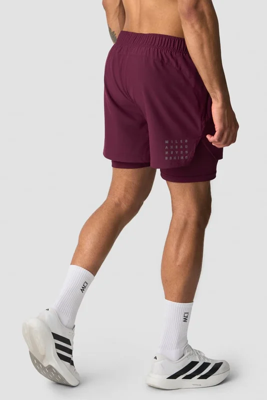 ICANIWILL - Mirage 2-in-1 5 Inch Shorts Dark mahogany- Shorts - Heren - sportkleding van ICIW