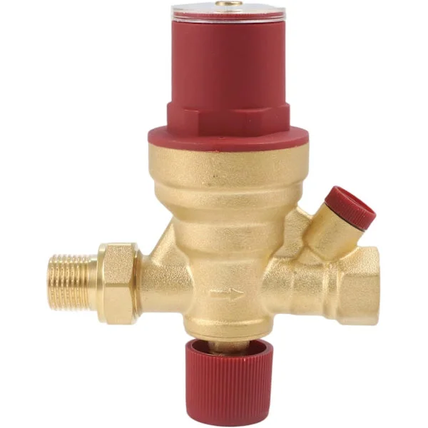 Justerbar reduceringsventil DN15 1/2", automatisk vattentrycksregulator med integrerat filter och backventil för värmesystem, koppar