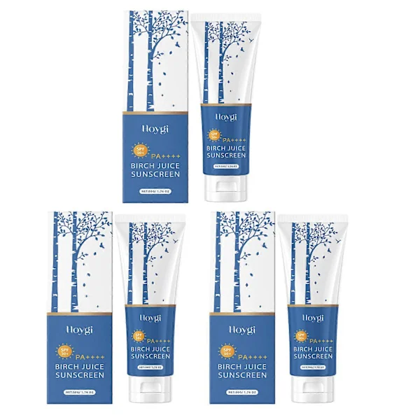 Fugtgivende Birketræssaft Solcreme SPF50+ Langvarig UV-beskyttelse Vandfast Fugtighedscreme til Ansigt Krop Alle Hudtyper Aktiv Udendørs Brug