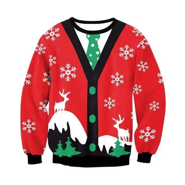 Jul 3D-printet mønster herre sweatshirt med rund hals - Løs pasform langærmet trøje - Stil 10 - Størrelse M Style 10 M