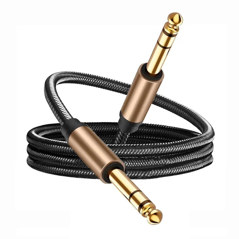 AliExpress - Câble Audio Jack TRS 1/4 pouces plaqué or, 6.5 6.35mm, cordon tressé stéréo AUX équilibré pour guitare basse, mélangeur d'amplificateur 