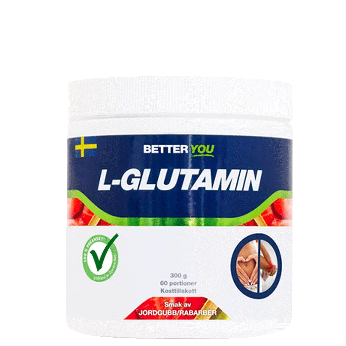 Better You Luonnollinen L-glutamiini 300 g Mansikkaraparperi