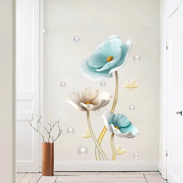 #Wall Decal Blue Lotus Wall Decal Wallpaper Room Wall Decal#
