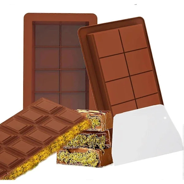 2-pakning Silikon Sjokoladeformer, Dype Sjokoladekakeformer Non-Stick Belegg Sjokoladeform, Ideell for Sjokolade med Pistacienøtter Dubai 2 stk