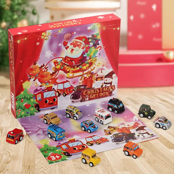 2025 Bil Adventskalender, Adventskalender med Tilbaketrekkingsbiler for Barn, Jule Nedtellingskalender med Racerbiler, Jule Bil Leke Adventskalender 