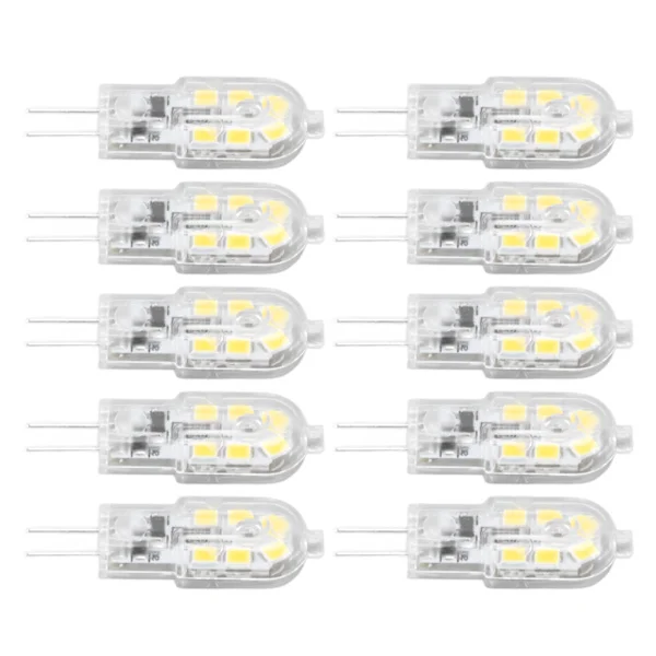 10-pakning G4 LED-pærer, dimbare, høy lysstyrke og CRI, varmhvit