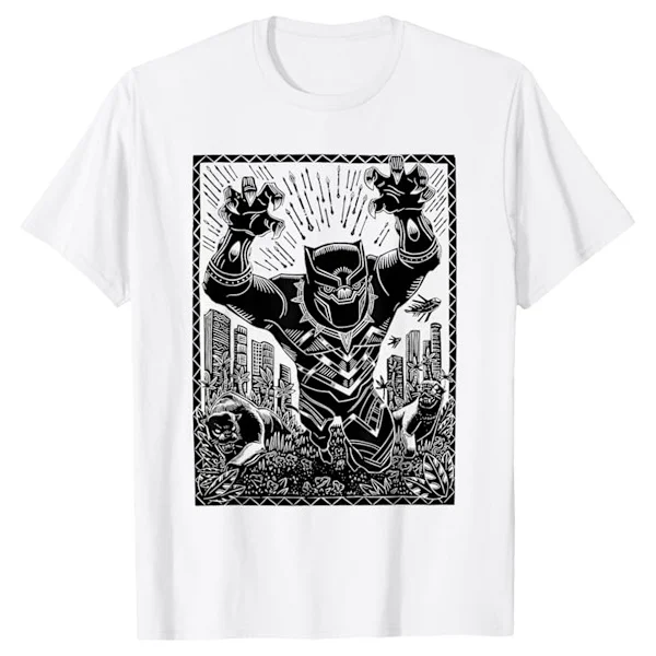 Black Panther Unisex Vuxen Linocut T-Shirt L Vit